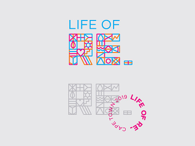 LIFE of RE_ 03 building blocks conference event branding icons identity modular pattern re ypo 2019