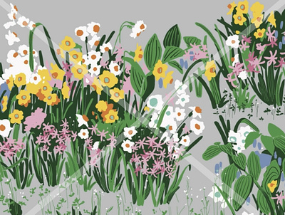 Narcissus flowers design graphic design illustration テキスタイル 布