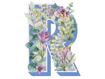 "R" design floral design flower typography
