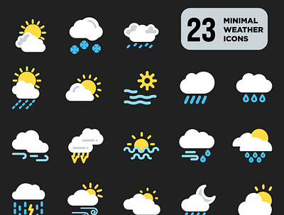 23 Minimal Weather Icons Set Pack glass morphism icons icons pack icons set minimal icon minimalism minimalist ui vector