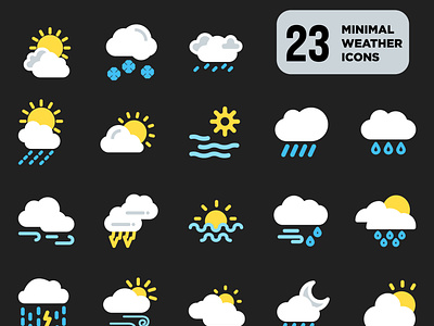23 Minimal Weather Icons Set Pack