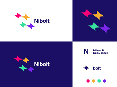 N letter logo design - negative space logo - Unused