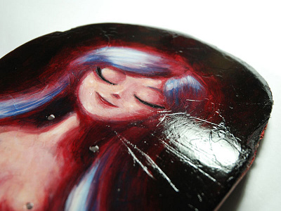 Lady With Wolves acrylic painting skateboard