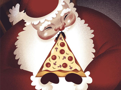 Pizza Santa christmas illustration pizza santa