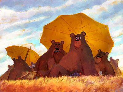 Bears at Lunch animals bears cute funny lunch nature picnic
