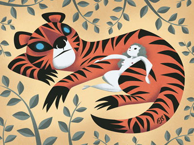 She Walks with Tigers illustration tiger