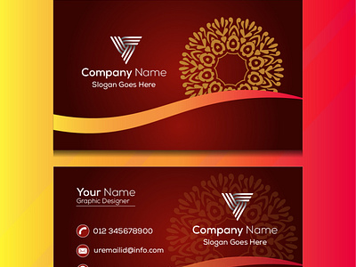 Modern Business Visiting Card|Formal Maroon Gold Visiting Card.