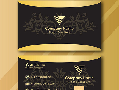 Modern Business Visiting Card|Formal Black Gold Visiting Card. design graphic design visitingcardtemplat