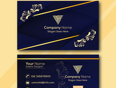 Modern Business Visiting Card|Formal Navy Gold Visiting Card. design graphic design visitingcardtemplat