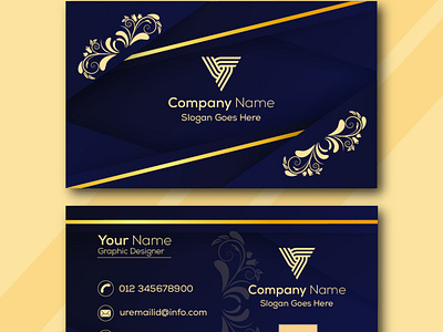 Modern Business Visiting Card|Formal Navy Gold Visiting Card.