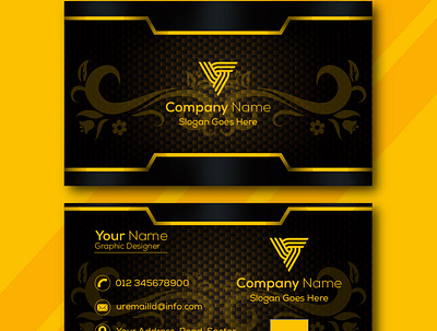 Modern Business Visiting Card|Formal Black Gold Visiting Card. design graphic design visitingcardtemplat