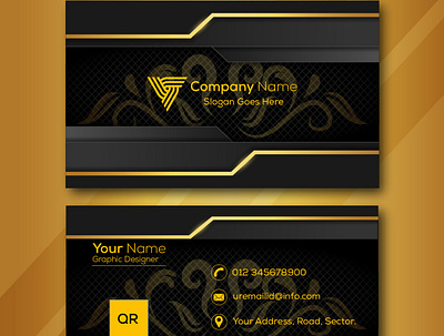 Modern Business Visiting Card|Formal Black Gold Visiting Card. design graphic design visitingcardtemplat