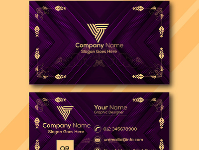 Modern Business Visiting Card|Formal Purple Gold Visiting Card. design graphic design visitingcardtemplat