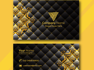 Modern Business Visiting Card|Formal Black Gold Visiting Card.