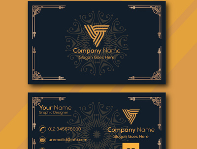 Modern Business Visiting Card|Formal Black Gold Visiting Card. design graphic design visitingcardtemplat