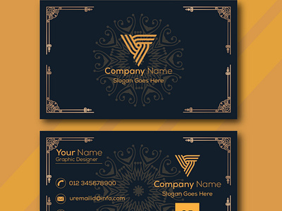 Modern Business Visiting Card|Formal Black Gold Visiting Card.