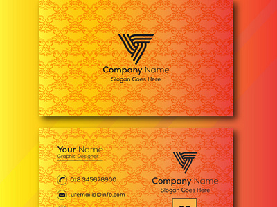 Modern Business Visiting Card|Formal Orange Visiting Card.