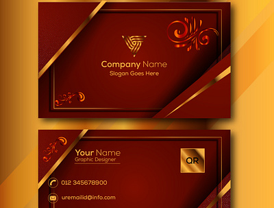 Modern Business Visiting Card|Formal Maroon Gold Visiting Card. design graphic design visitingcardtemplat