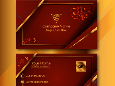 Modern Business Visiting Card|Formal Maroon Gold Visiting Card.