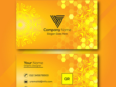 Modern Business Visiting Card|Formal YellowOrange Visiting Card. design graphic design visitingcardtemplat