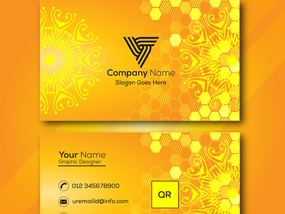 Modern Business Visiting Card|Formal YellowOrange Visiting Card. design graphic design visitingcardtemplat