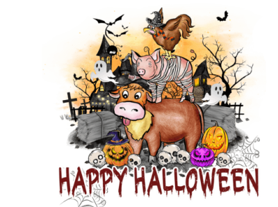 Happy Halloween branding chubby font farm halloween ghost witch