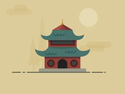 Little Pagoda asian building flat icon illustration landmark orient pagoda shrine