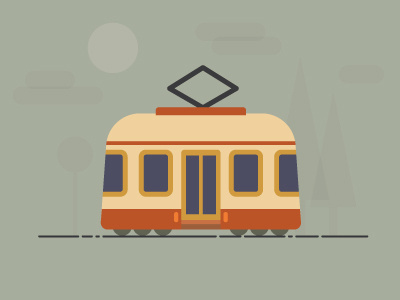 Transportation - Tram desaturated design flat icon illustration illustrator rail train tram transport transportation trolley
