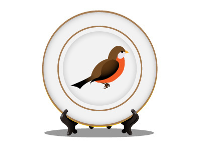 Plate Icon bird icon illustration illustrator plate robin stand vecto