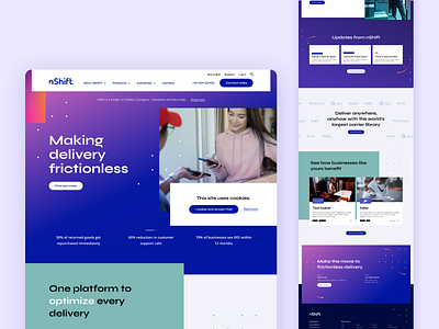 nShift clean delivery gradient layering logistics overlaps typography ui ux website