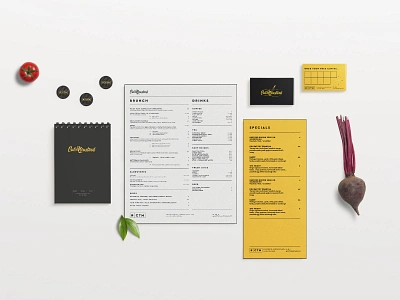 Cut the mustard cafe menu print restaurant type yellow