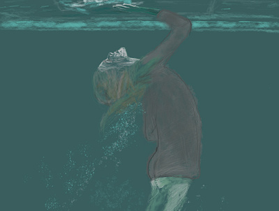 Under the water digital art digital painting drawing editorial illustration illustration media mixed portrait
