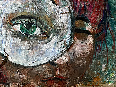 Through the looking glass acrylics art collage painting paste