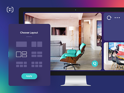 Remote Window internal product concept - Choose Layout panel. clean concept design flat graphic green icon interface lilac vivid