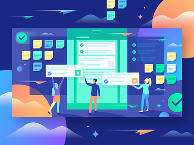 Top 10 Jira Add-Ons for Server and Cloud character clean clear cloud concept design flat green icon illustration lilac message mobile simple ui vector vivid