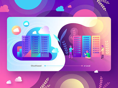 SMTP Server for Testing: Cloud-based or Local? blue clean cloud concept desiign flat graphic icon illustration lilac local pink server simple sun vector vivid yellow