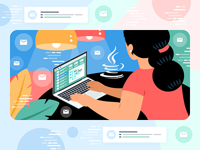 Sending Email Using Java – Latest Guide blog blue character clean concept design flat green illustration simple vector vivid