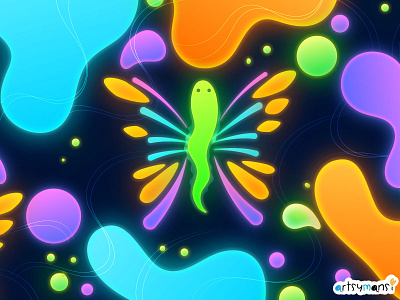 Neon fly character design design illustration neon neon art vector