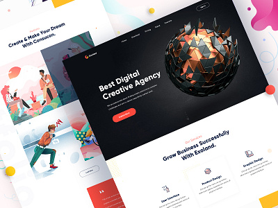 Website for Digital Agency 2020 trend abstract design agency agency landing page agency website clean ui creative agency digital agency homepage illustration landing page landing page design minimal trendy design typogaphy ui ui design visual design web website