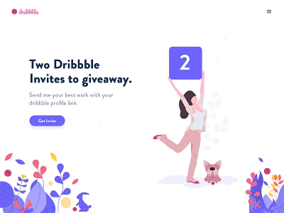 2 Dribbble Invites 2 draft 2 invites dailyui design dribbble dribbble invitation dribbble invite dribbble invite giveaway giveaway illustration invitation invite invites landing page minimal player typography ui uiux web