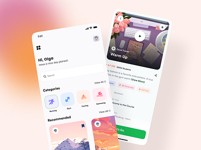 Fitness App UI 🏃‍♀️💪 app app design application design exercise fitness fitness app gym gym app interface ios minimal mobile mobile app mobile app design mobile design mobile ui personal trainer workout workout app