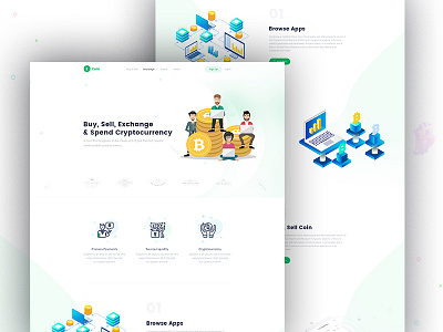 Crypto platforms bangladesh bitcoin blockchain crypto currency design illustration isometric landing minimal wallet web