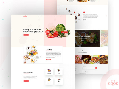 Cook Restaurant Landing Page bangladesh fish food homepage landing minimal page restaurant template ui ux web