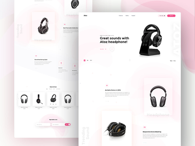 Atoz - Headphone Landing Page bangladesh color design e commerce headphone headphone ui headphones homepage interface landing landing page minimal product shop store typogaphy ui ux web website