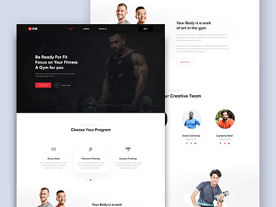 Gym - Landing page V1 clean ui design clean user interface clean website design exercise fitness gym gym landing page health home page illustration landing page landing page design minimal typography ui ui design web web design web landing page website
