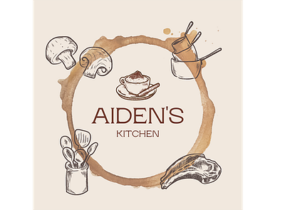 Aiden's Kitchen Logo branding design emblem graphic design illustration logo ui ux vector