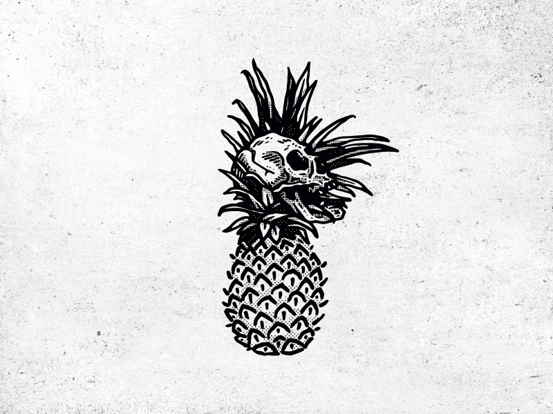 pineaple & skull andreesalazar peru wacom macintosh texure drawning digitalart illustration