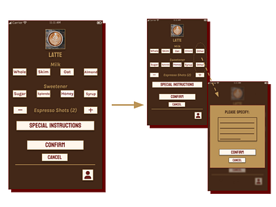 Mobile Cafe App -- Latte Screen Modify design ui ux
