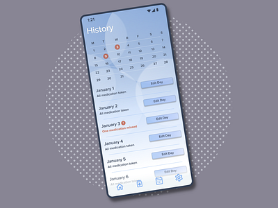 Medication Management App - History Screen app design graphic design ui ux