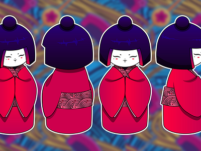 Kokeshi Doll character cute design doll illustration japan japanese kawaii kimono kokeshi kvachi traditional vector